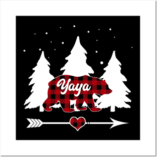 Yaya Bear Buffalo Plaid Christmas Matching Family Pajama Posters and Art